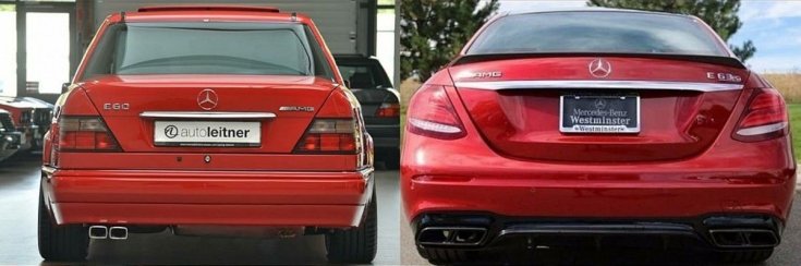 Mercedes-Benz E60 AMG vs Mercedes-AMG E63S hátulról
