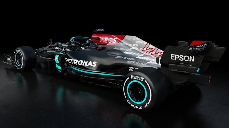A Mercedes 2021-es konstrukciója oldalról