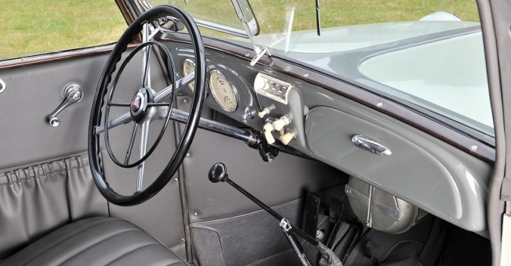 1934 Mercedes-Benz 130 H, szedán, szürke, műszerfal, oldalnézet, balról