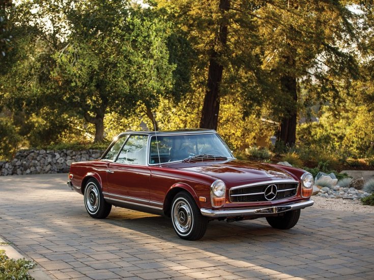 Mercedes-Benz, W113, 280 SL, vörös, elölnézet, oldalnézet, balról