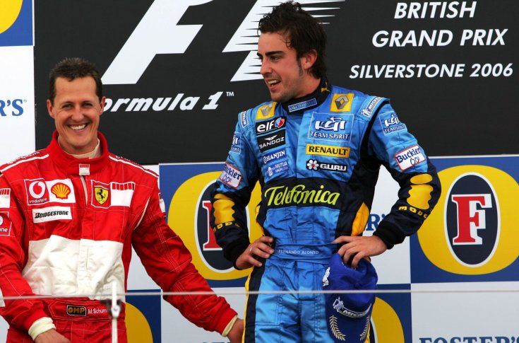 Michael Schumacher (balra) és Fernando Alonso