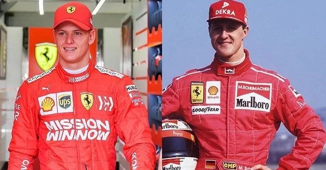 Mick és Michael Schumacher egy képen egymás mellett a Ferrari szerelésében
