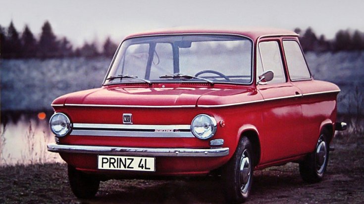 NSU Prinz, farmotoros, Zaporozsec 968, vörös, elölnézet, oldalnézet, balról