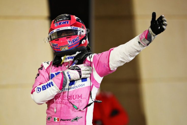 Sergio Perez ünneplése a verseny megnyerése után