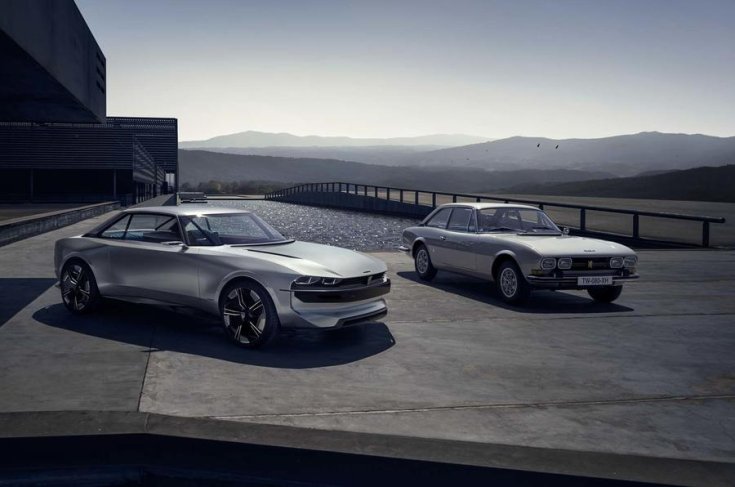 Peugeot e-Legend Concept az 504 kupéval.