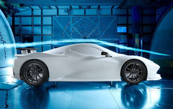 Pininfarina Battista szélcsatornában