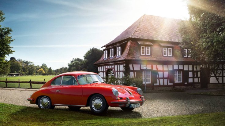 356-os Porsche féloldalasan, szemből