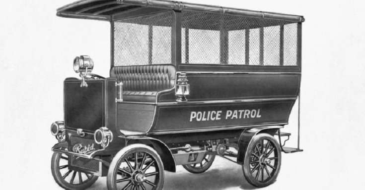 1910 1.) Rapid Model F 700B Police Patrol Wagon, fekete-fehér, oldanézet, jobbról