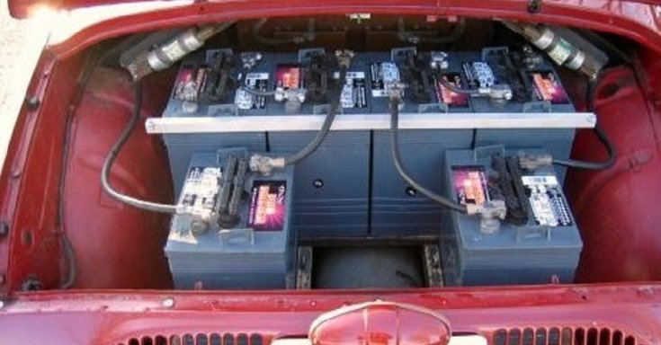 Renault Dauphine elektromos változat, motortér, felülnézet