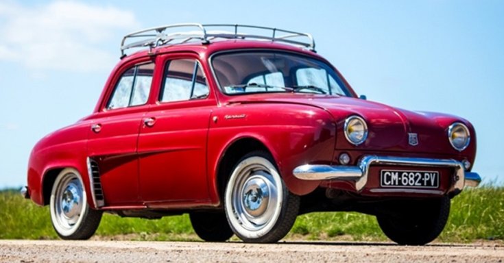 Renault Dauphine, piros, oldalnézet