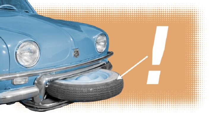 Renault Dauphine pótkerék helye, oldalnézet