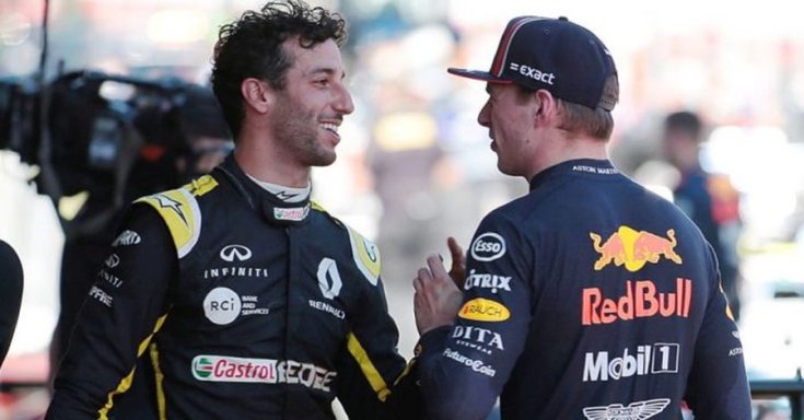 Ricciardo és Verstappen pacsizik