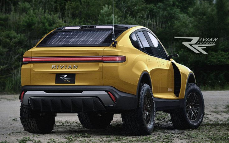 A Rivian SUV-ja hátulról fotózva