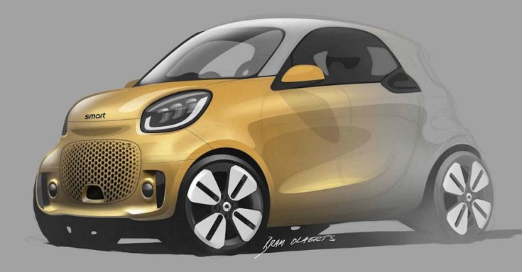 2020 Smart ForTwo tanulmányautó lerajzolva