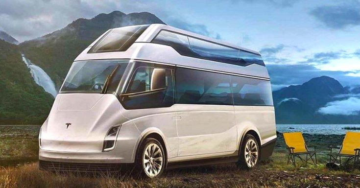 elektromos Tesla kisteherautó szemből – látványterv