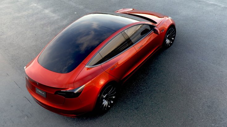 Tesla Model 3 felülnézetből