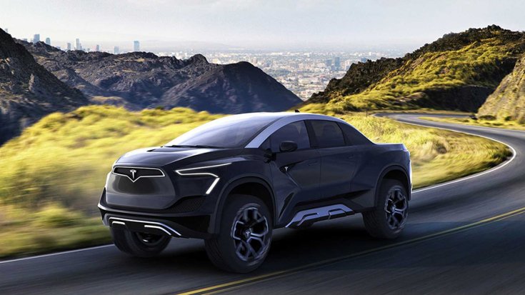 Tesla Pickup menet közben