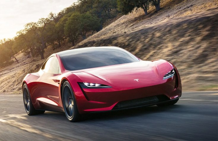 A Tesla Roadster elölről