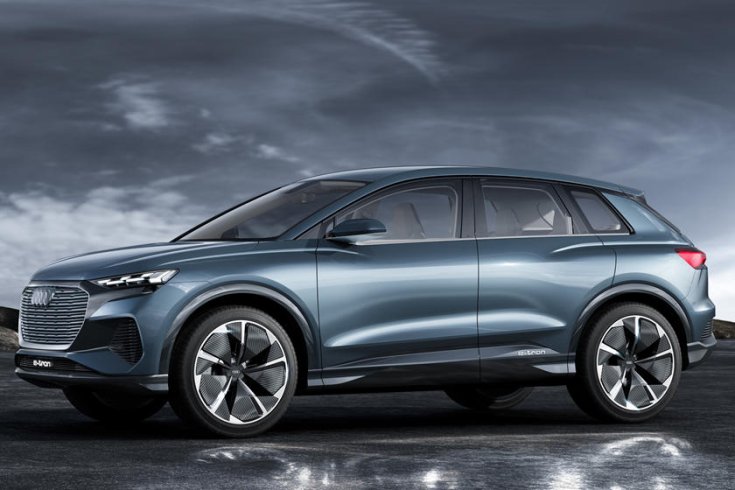 Audi Q4 e-tron elektromos modell oldalról