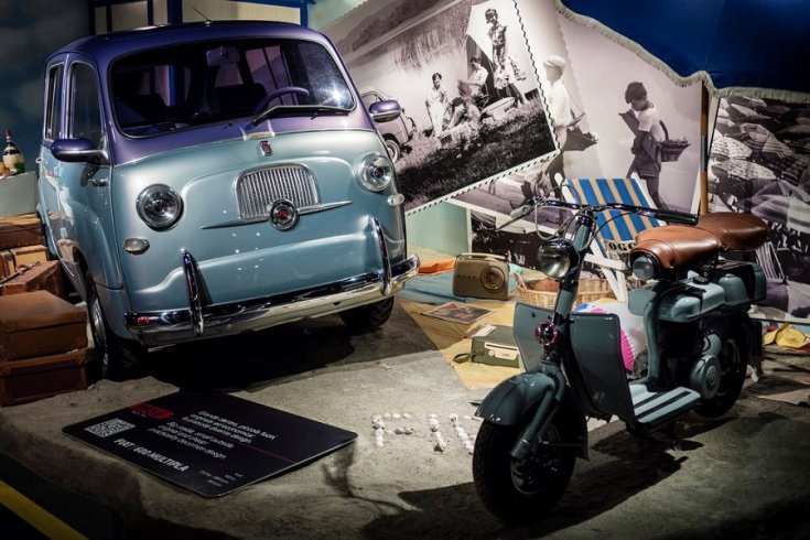 Fiat 500-asból készített retro furgon a torinói Museo dell'automobilen