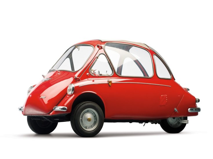 1962 Trojan 200, mikroautó, buborékautó, piros, elölnézet, oldalnézet, balról
