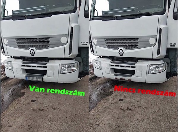 trükkös kamion rendszámtábla