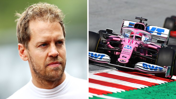 Vettel és az Aston Martin egyik autója egy képen szemből