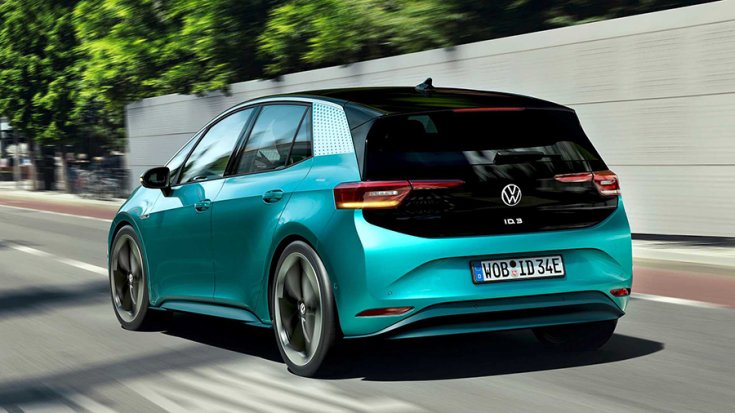 A Volkswagen ID.3 hátulról fotózva