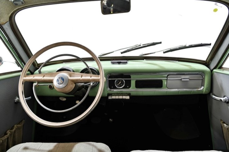1956 Wartburg 311, almazöld, műszerfal, elölnézet, szemből