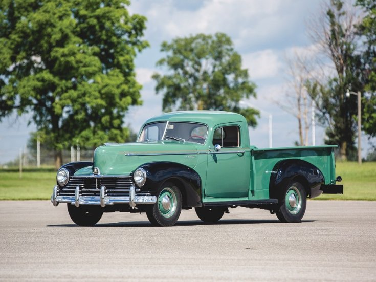 1946 Hudson Series 58 pickup, zöld, elölnézet, oldalnézet, jobbról