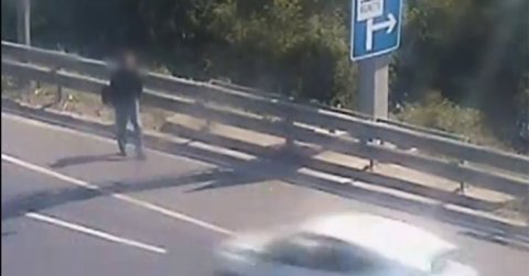 Az M0-son sétálgatott ez a bátor férfi - VIDEÓ
